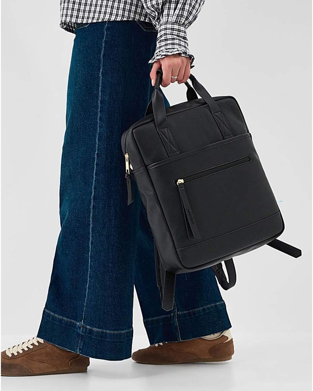 Accessorize Faux Leather Backpack in Black | Lyst UK