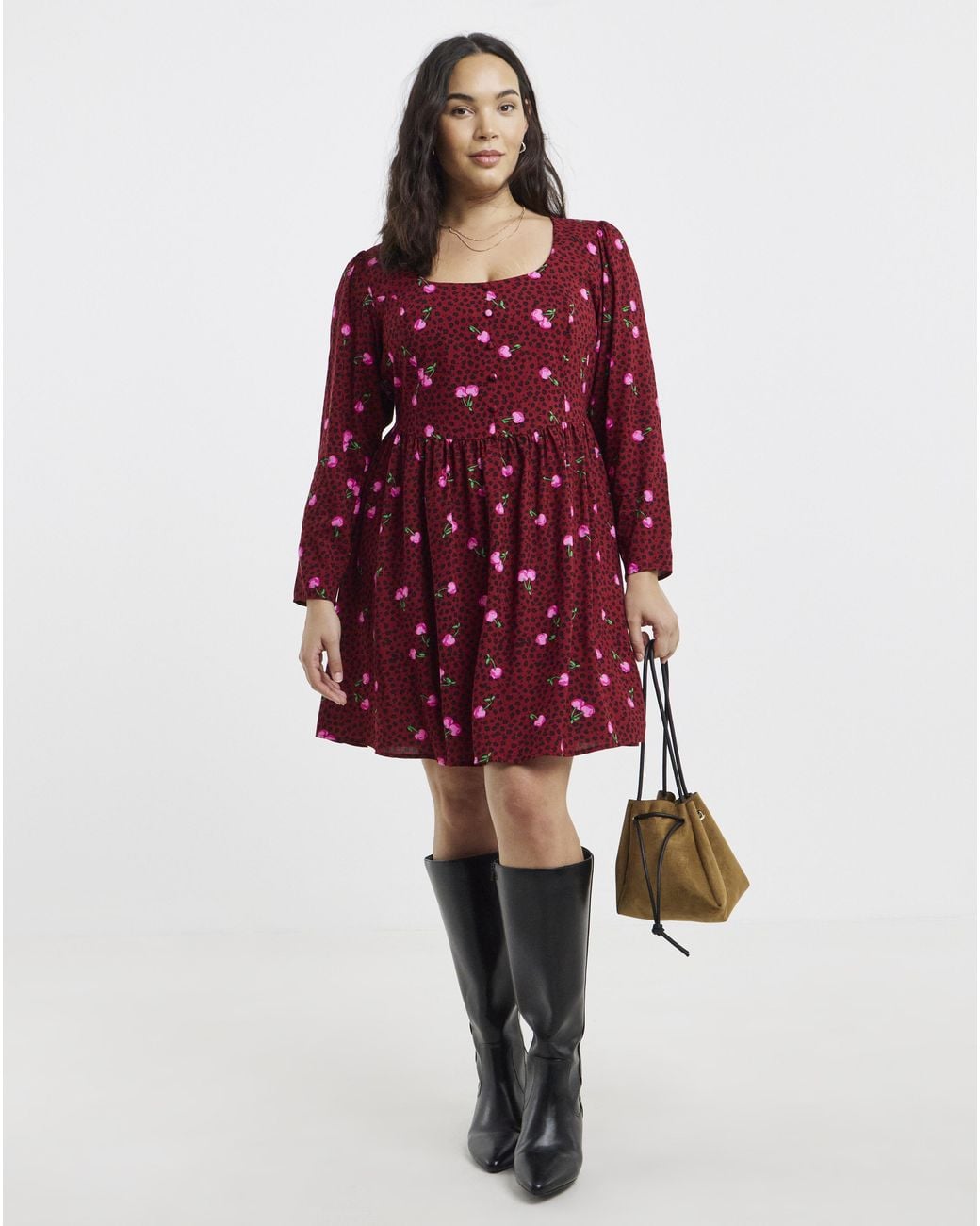 Simply Be Red Historic Detail Skater Dress