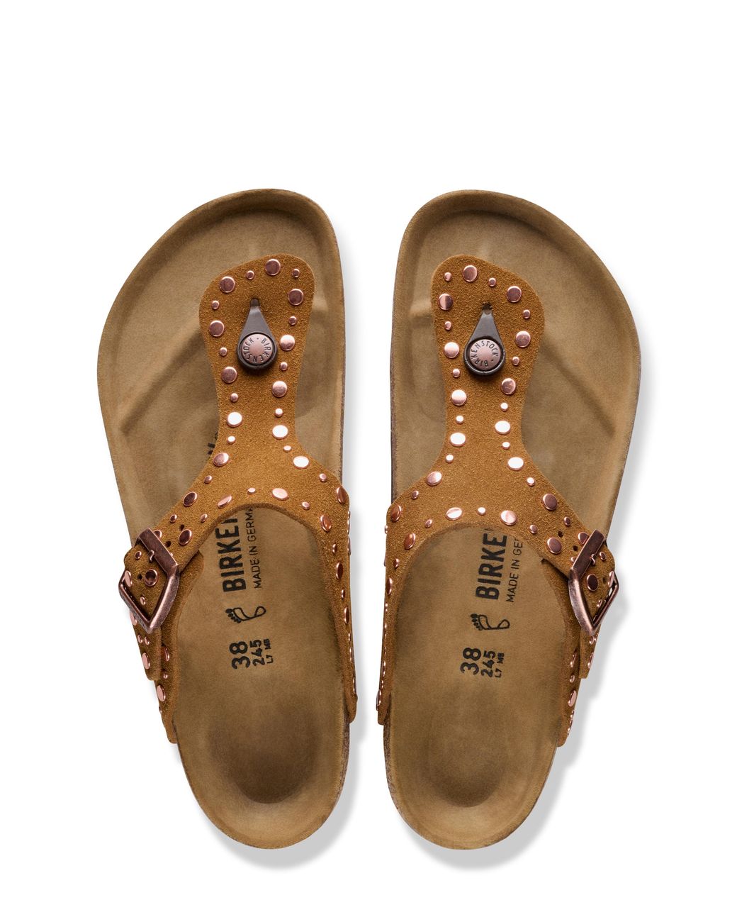 Birkenstock Brown Gizeh Suede Rivet Sandals