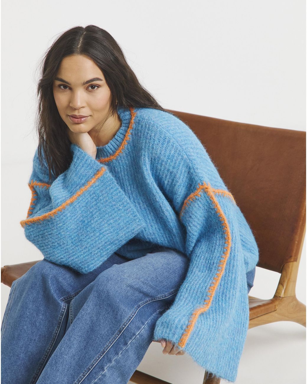 Native Youth Blue Mohair Like Bell Jumper