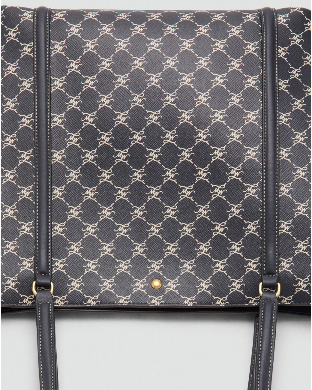 Mango Gray Printed Logo Shopper Bag