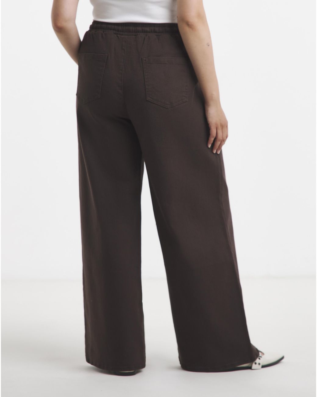 Simply Be Brown Wide Leg Jogger Jean