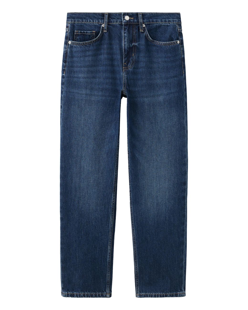 Mango Blue Mid Rise Straight Jeans