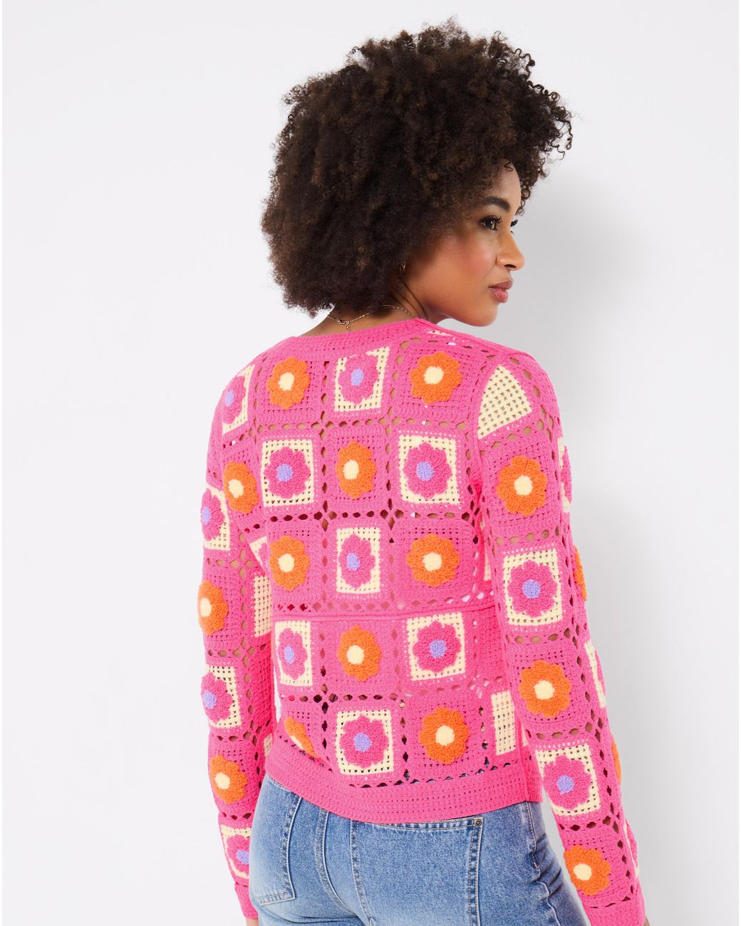 Joe Browns Red Fun And Floral Crochet Cardigan