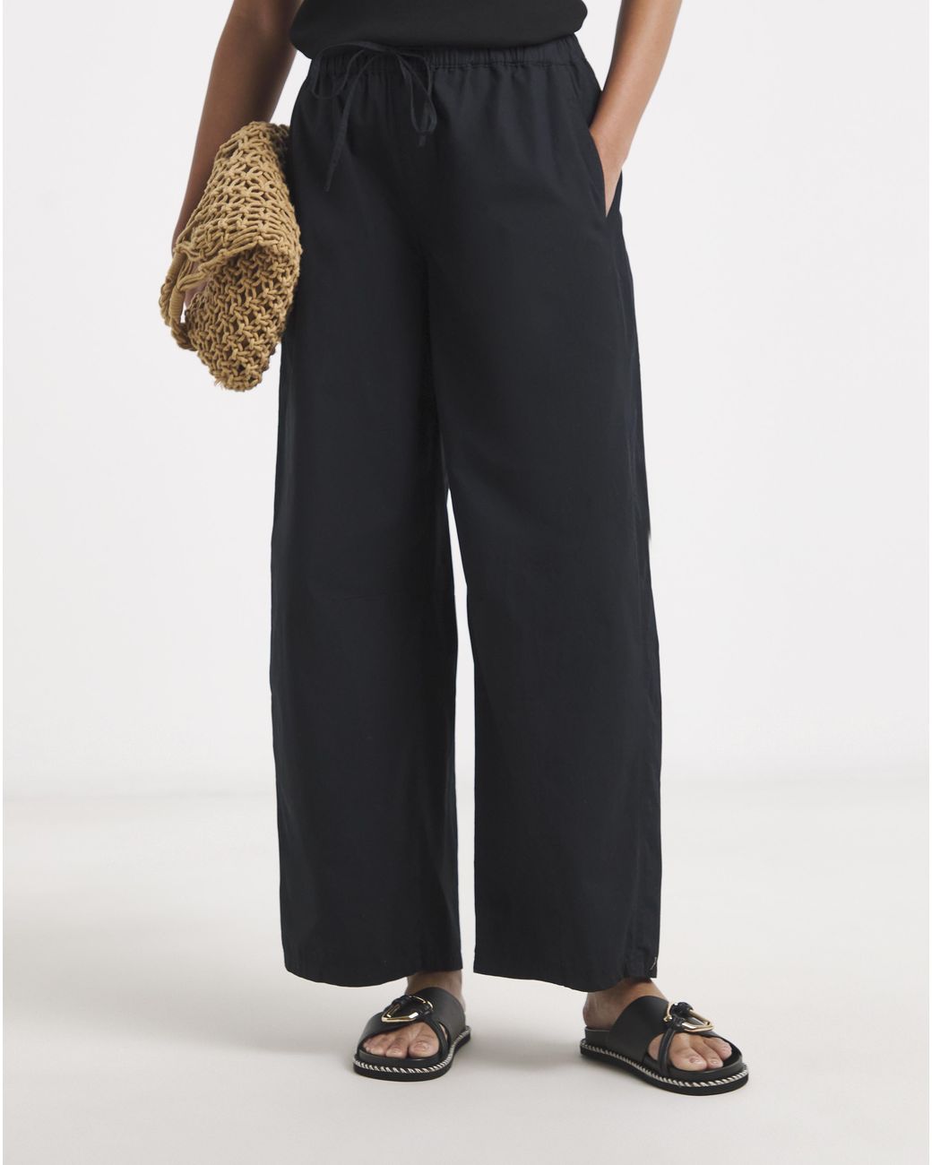 Simply Be Gray Cotton Barrel Trouser