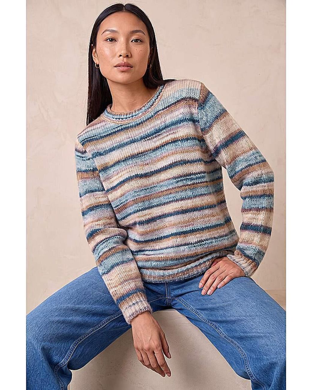 Roman Blue Roman Wool Blend Striped Stretch Jumper