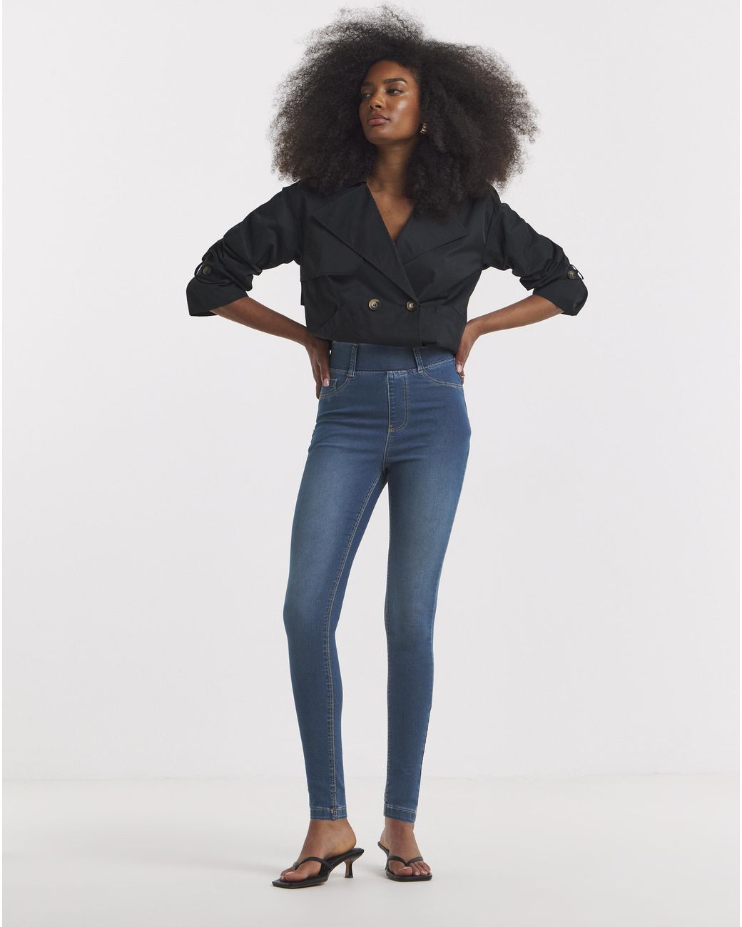 Simply Be Blue Skinny Pull On Jeggings