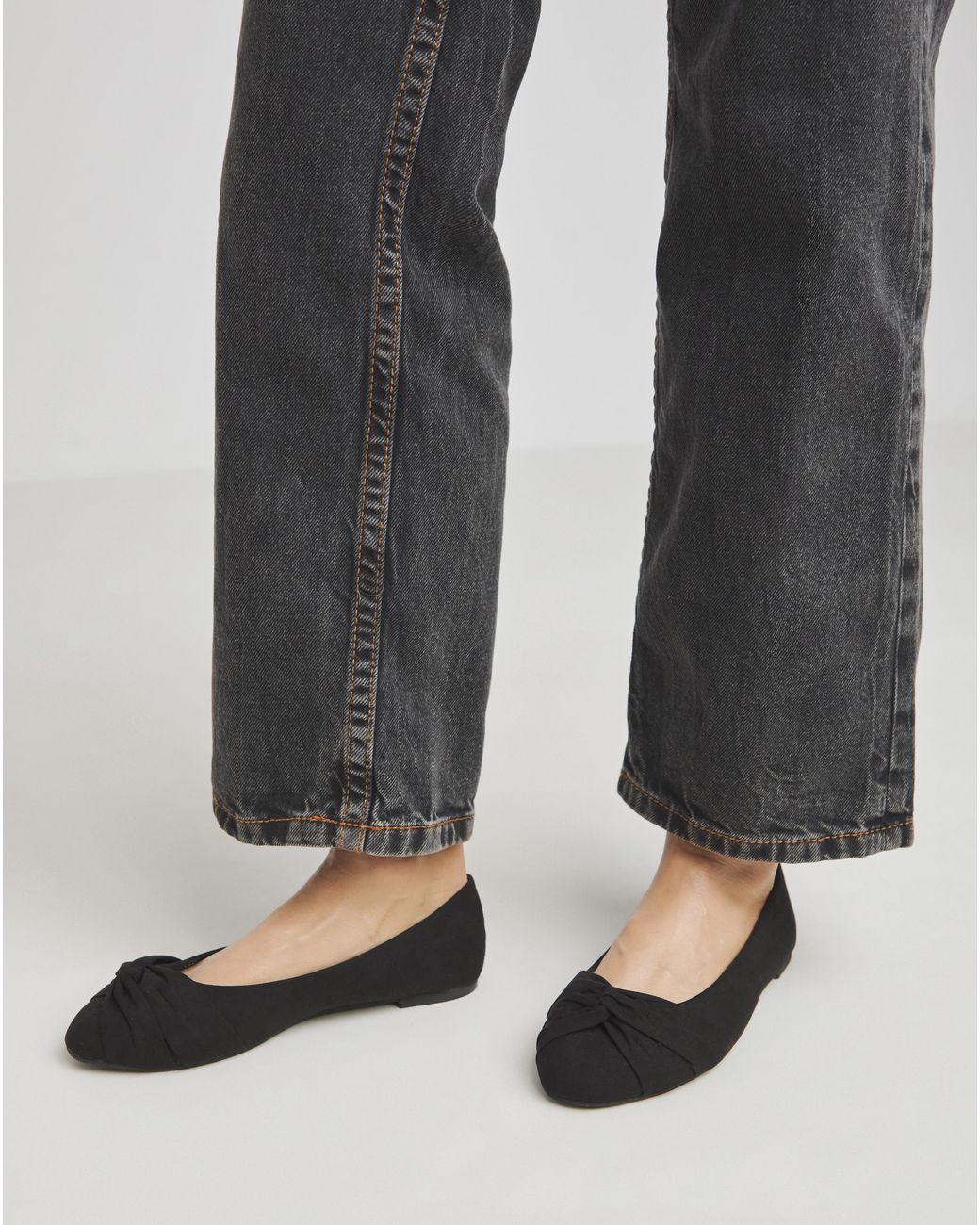 Simply Be Gray Twist Front Ballerina Shoes Ex Wide Fit