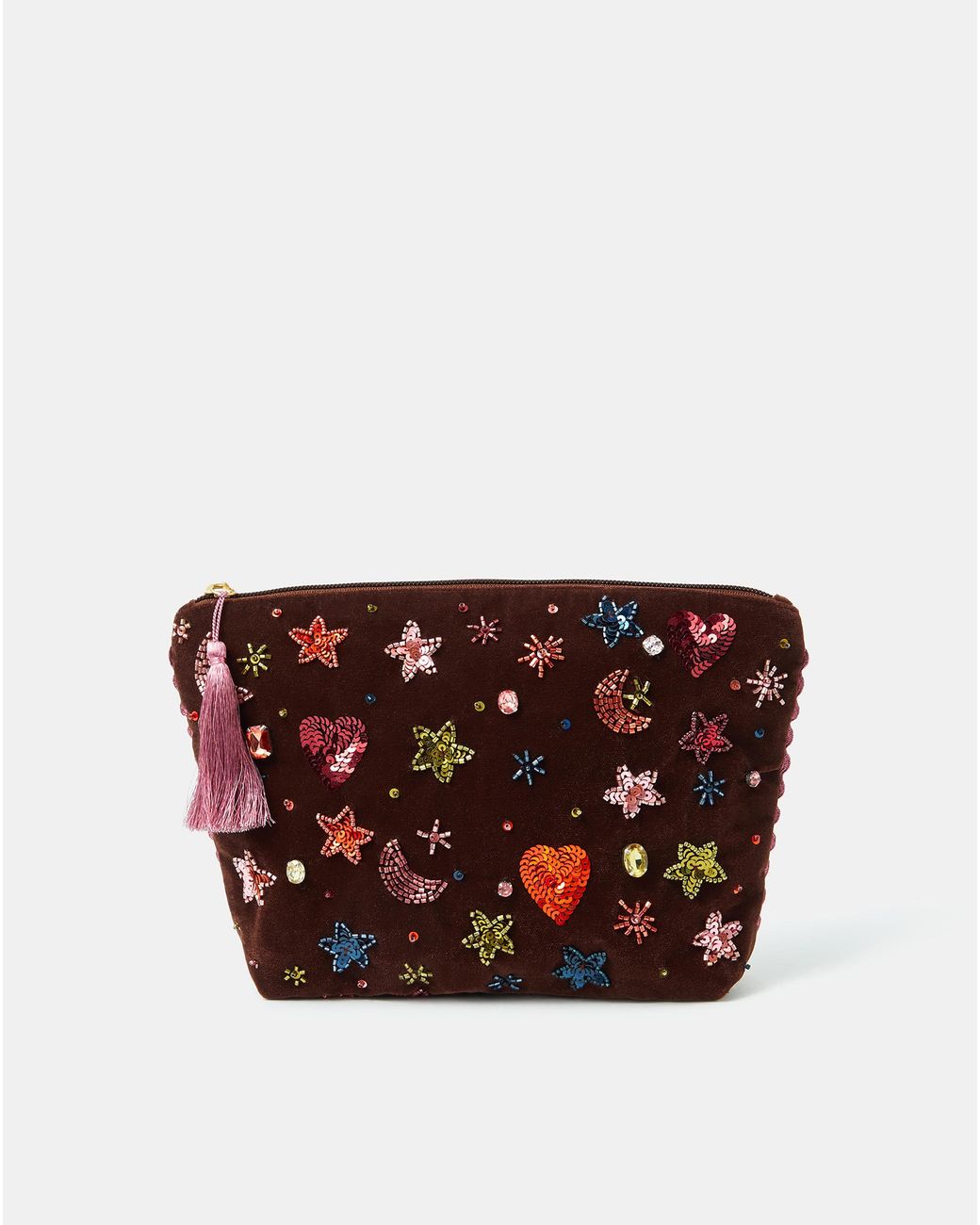 Accessorize Red Embellished Velvet Pouch
