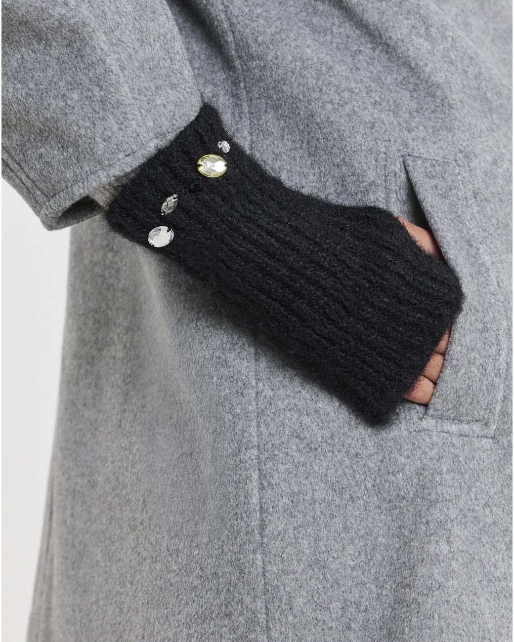 JD Williams Black Jewel Embellished Hat & Handwarmer Set