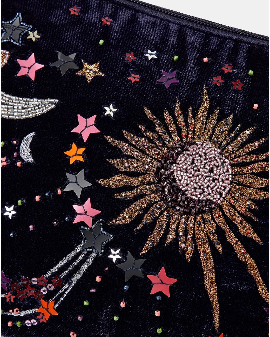 Accessorize Black Embellished Velvet Pouch