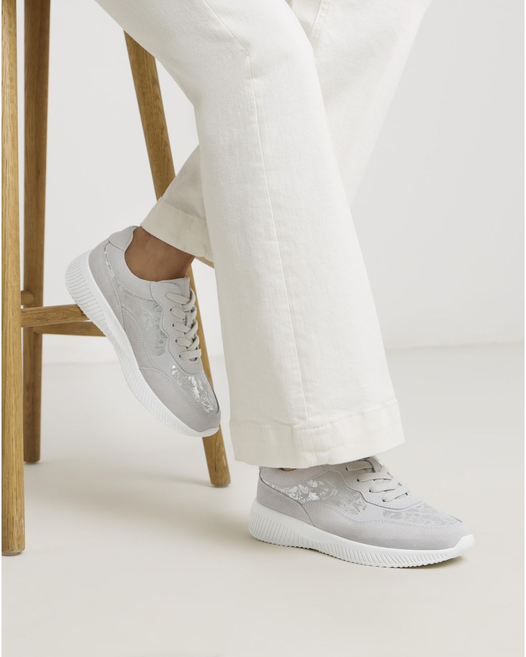 Heavenly Soles Natural Lace Up Trainer Detail E Fit