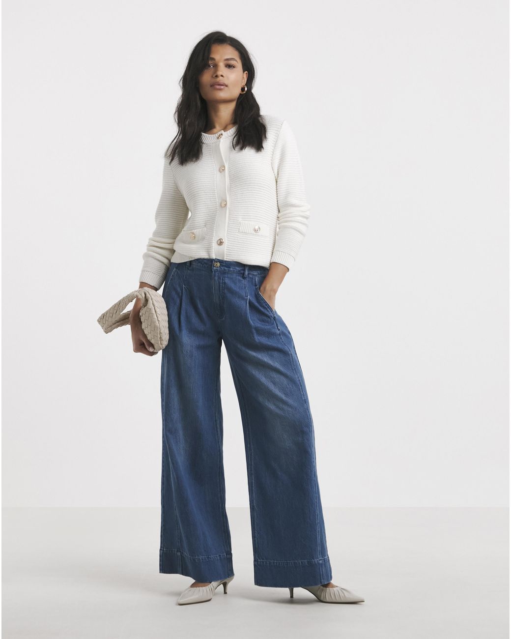 Simply Be Blue Authentic Drape Wide Leg Jeans