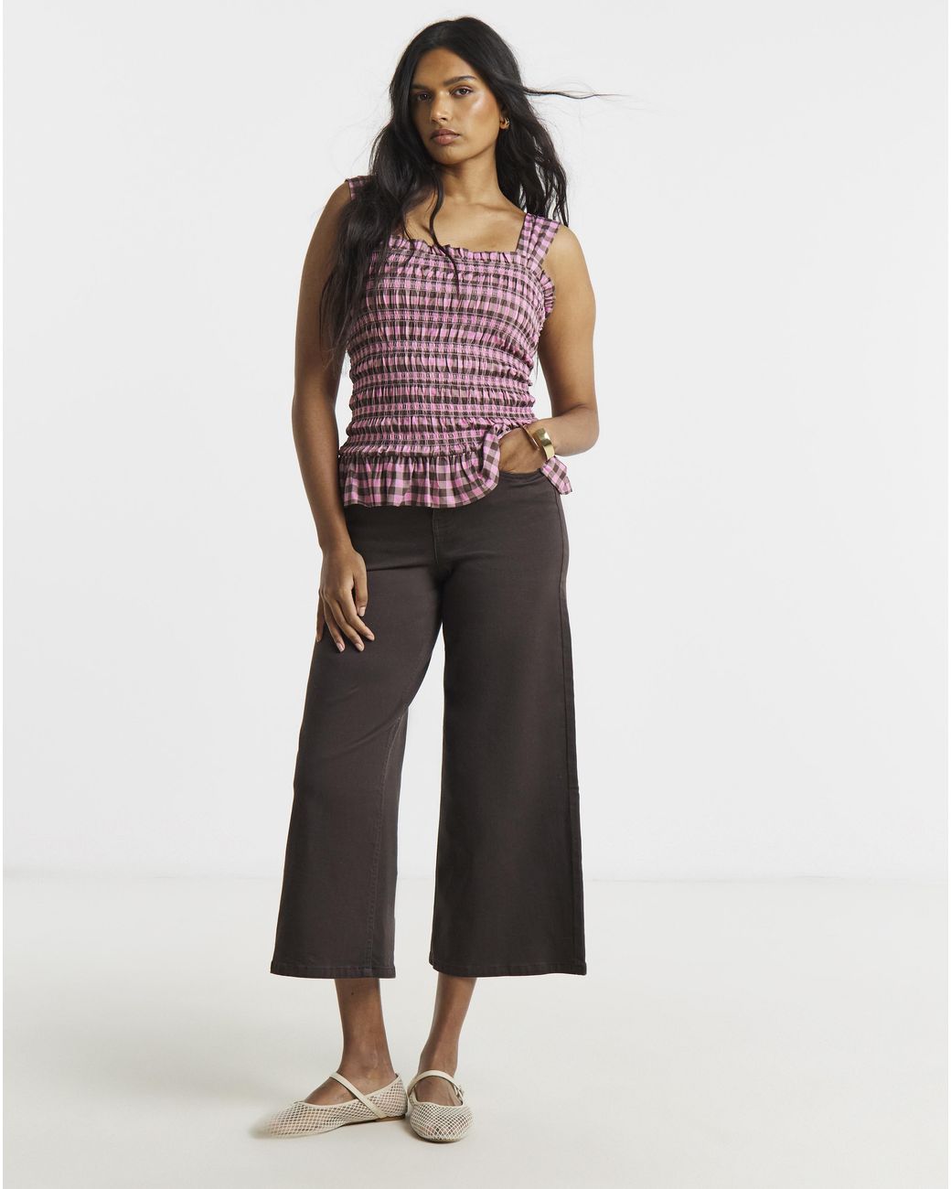 Simply Be Shirred Mesh Tank Top