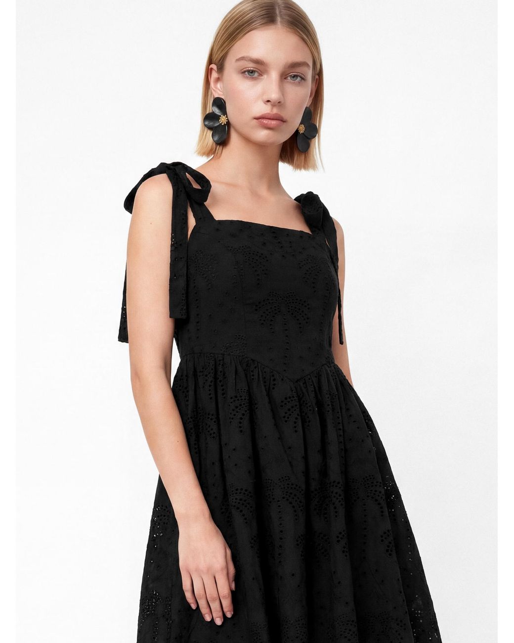 Lovedrobe Black Broderie Strappy Mini Dress