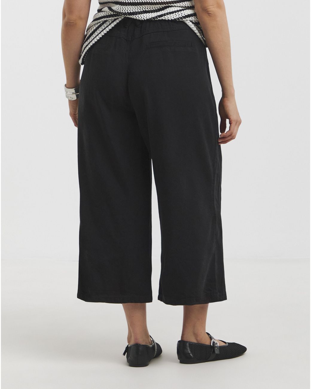 Simply Be Black Crop Wide Leg Jeans