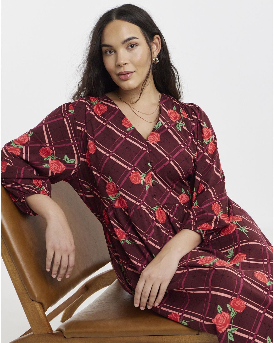Simply Be Red Button Through Midi Dress