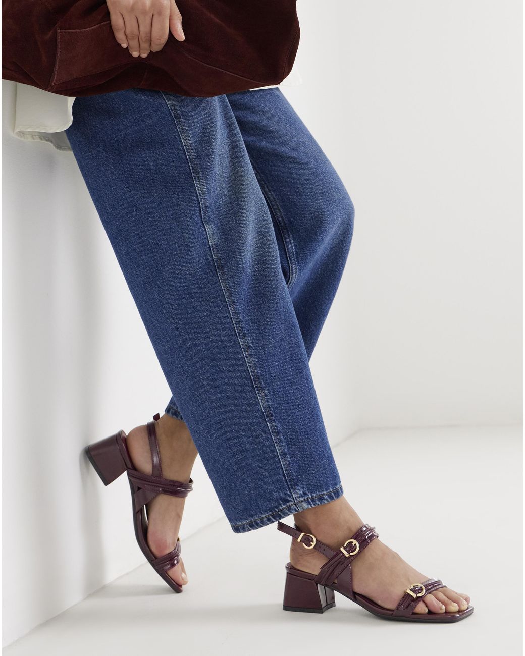 JD Williams Blue Two Strap Buckle Heels Ex Wide