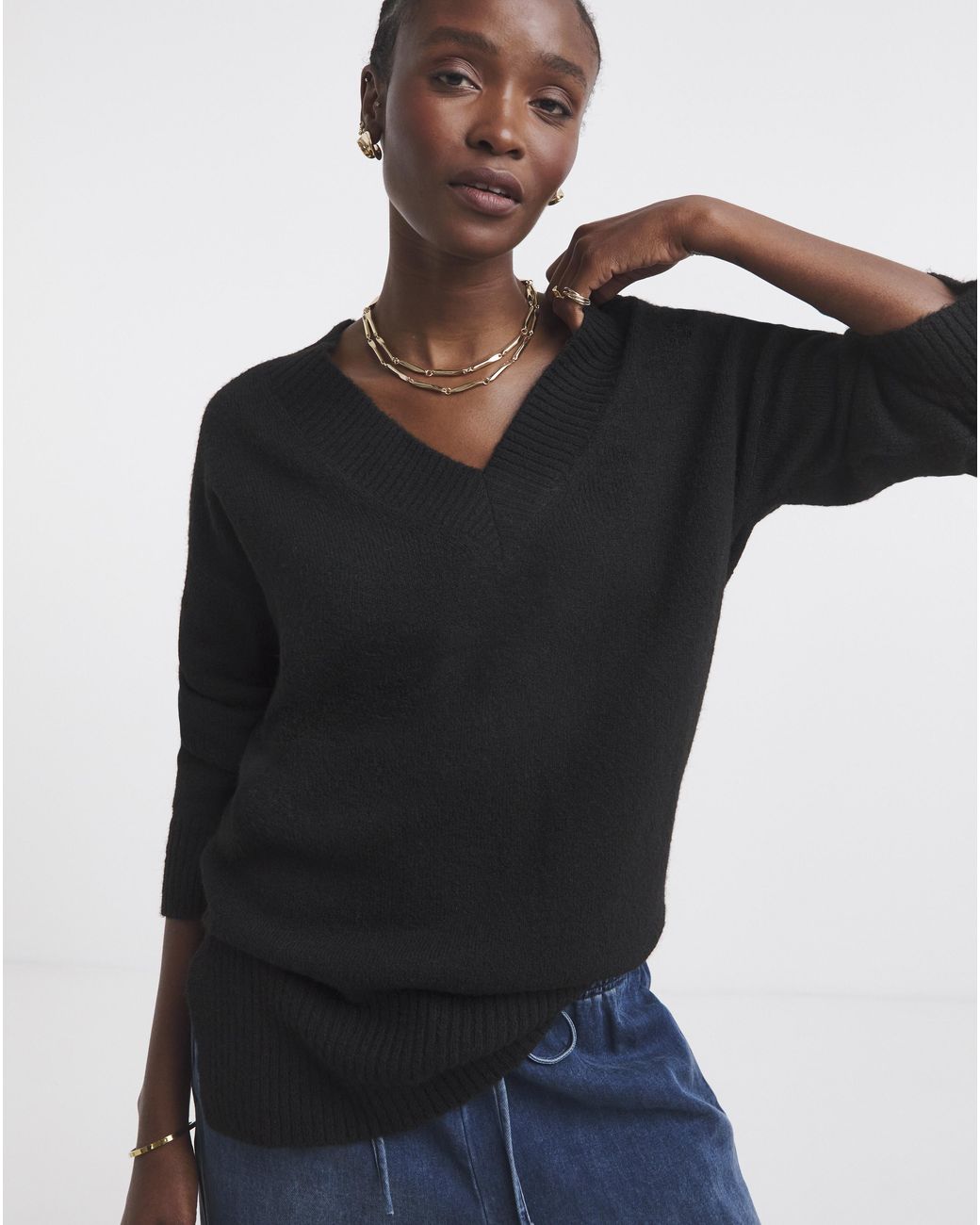 Simply Be Black V-Neck Tunic
