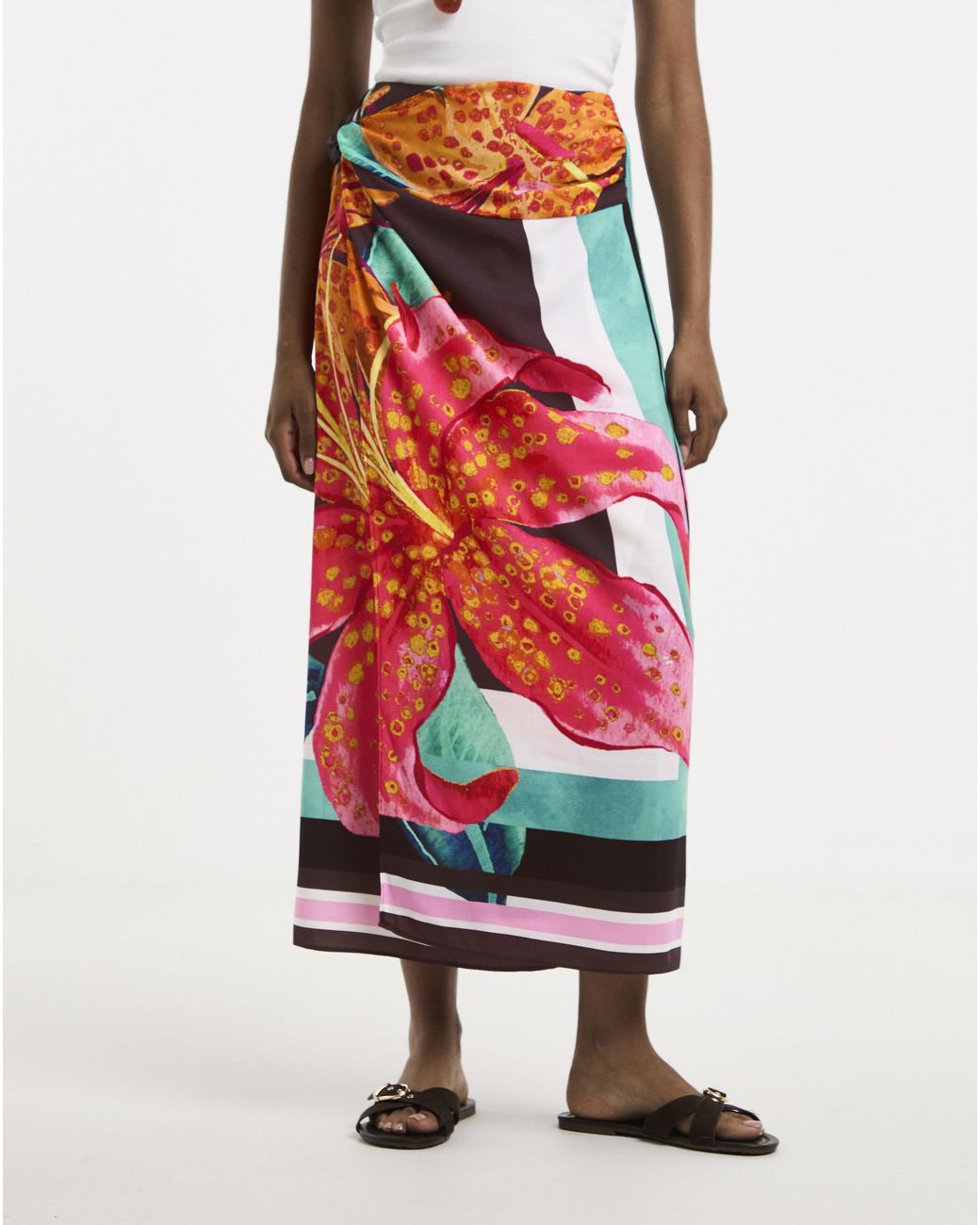Simply Be Red Floral Wrap Skirt