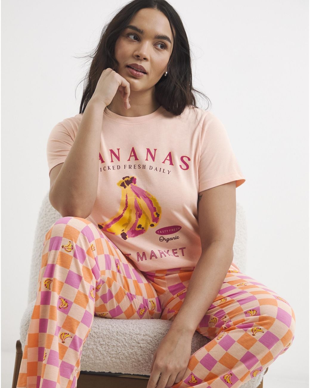 Simply Be Pink Banana Pj Set
