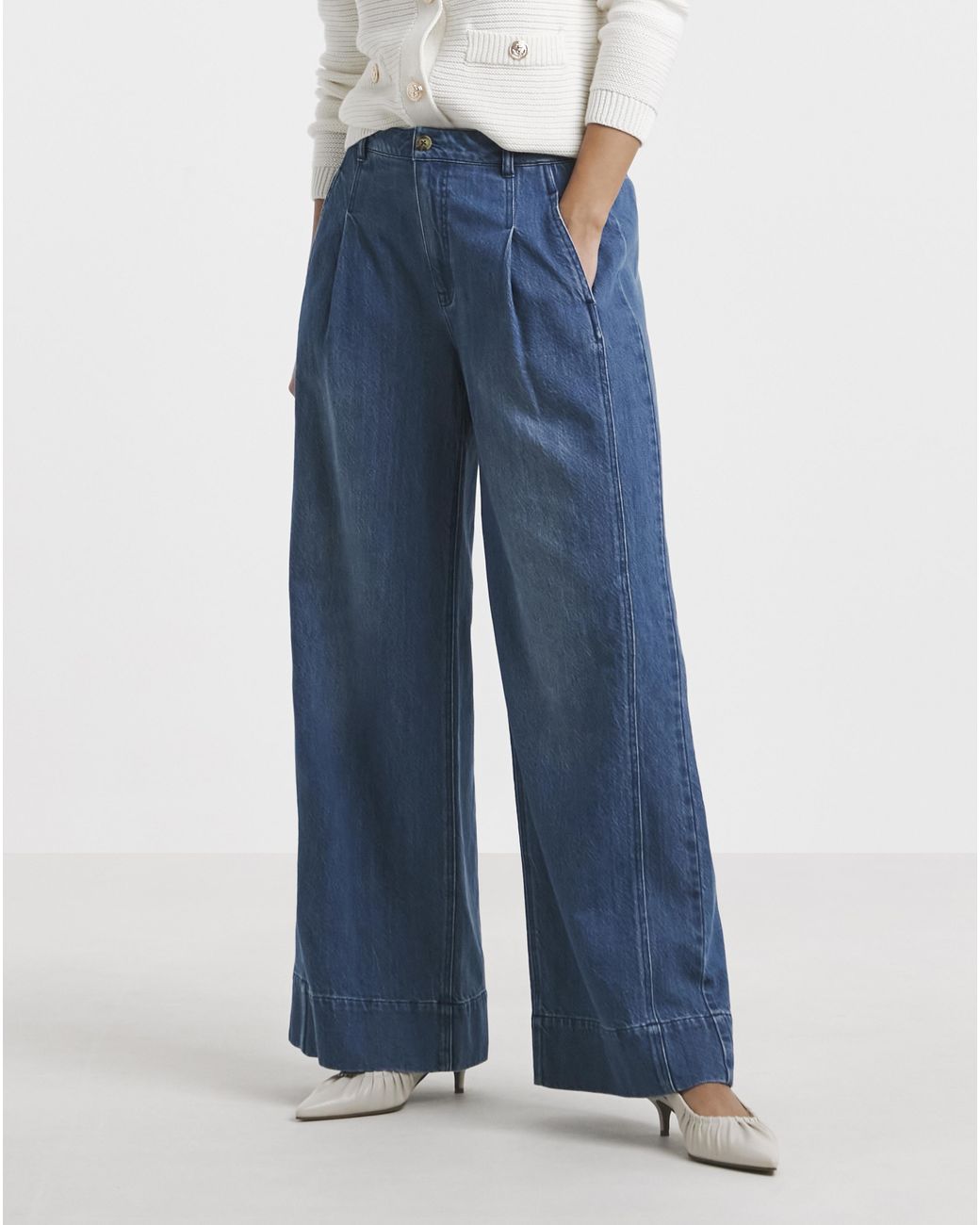 Simply Be Blue Authentic Drape Wide Leg Jeans