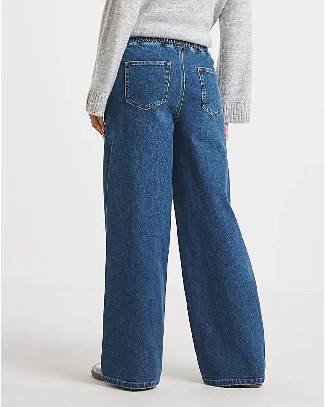 Simply Be Blue Tie Waist Jogger Jeans