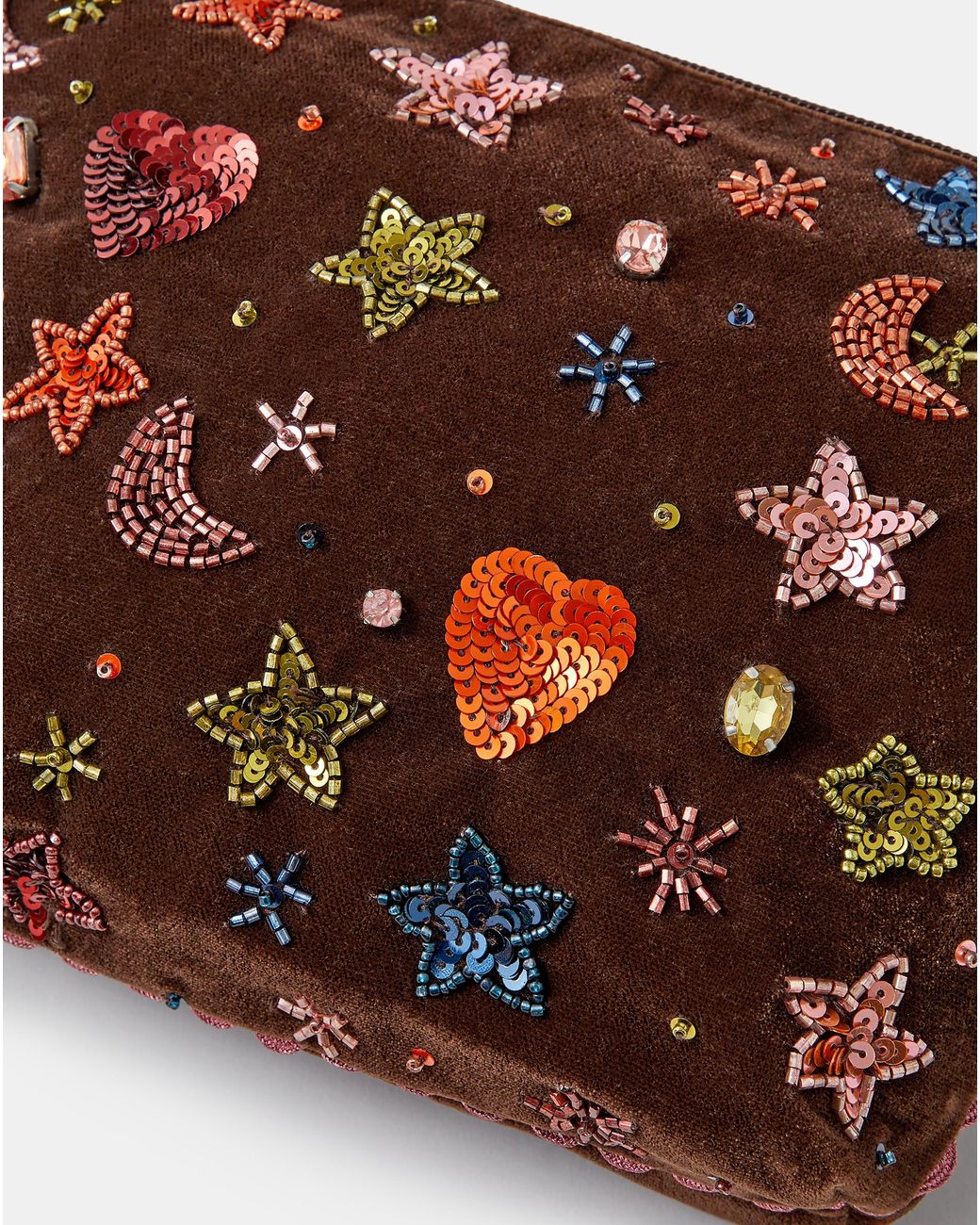 Accessorize Red Embellished Velvet Pouch