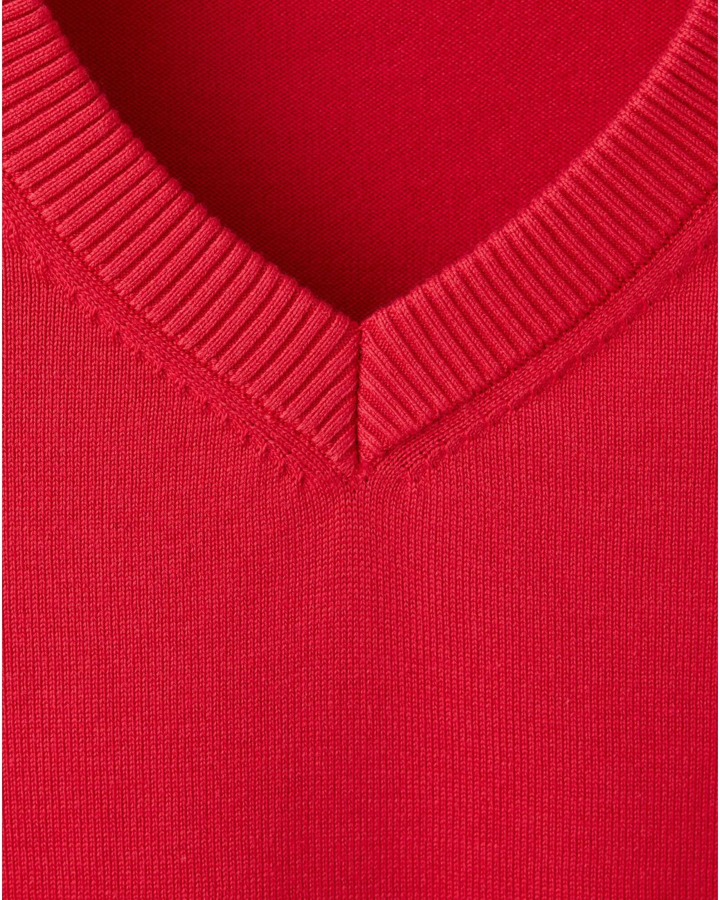 Mango Red V-Neck Knit Sweater