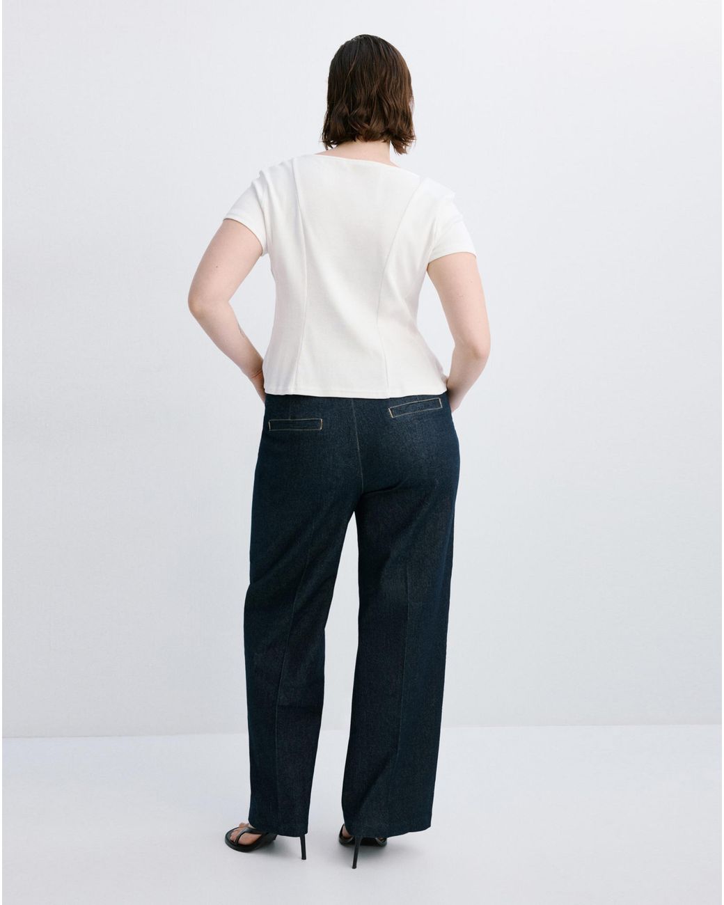 Mango Blue Wide-Leg Jeans With Side Buttons