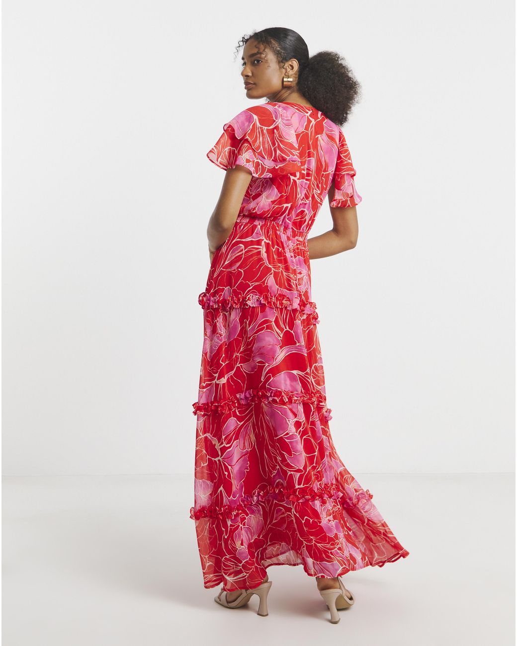 Joanna Hope Red Maxi Ruffle Dress