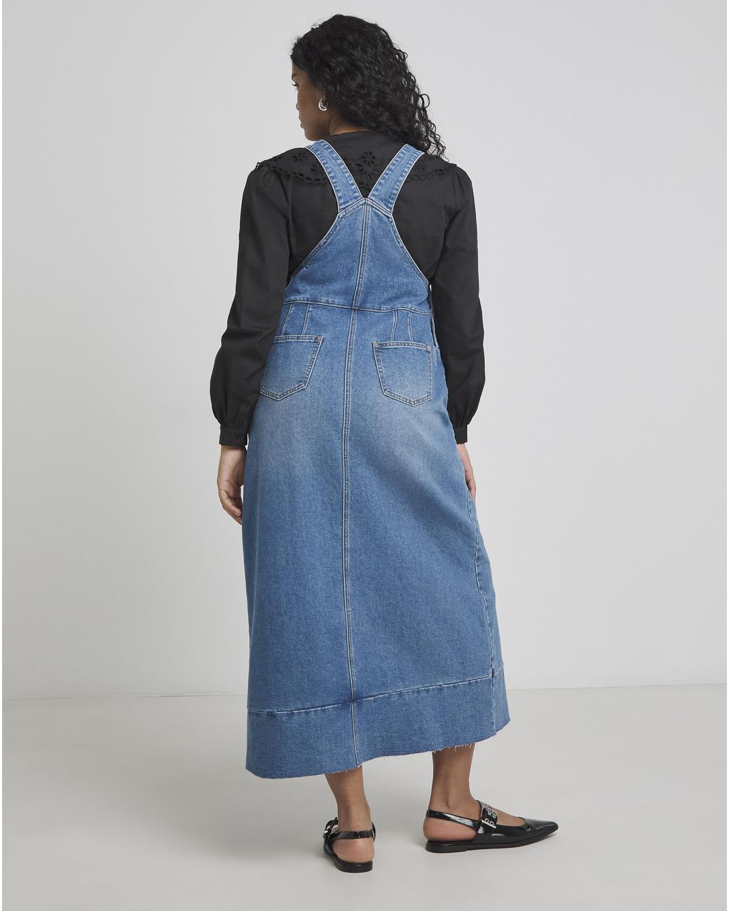 Simply Be Blue Denim Dungaree Dress