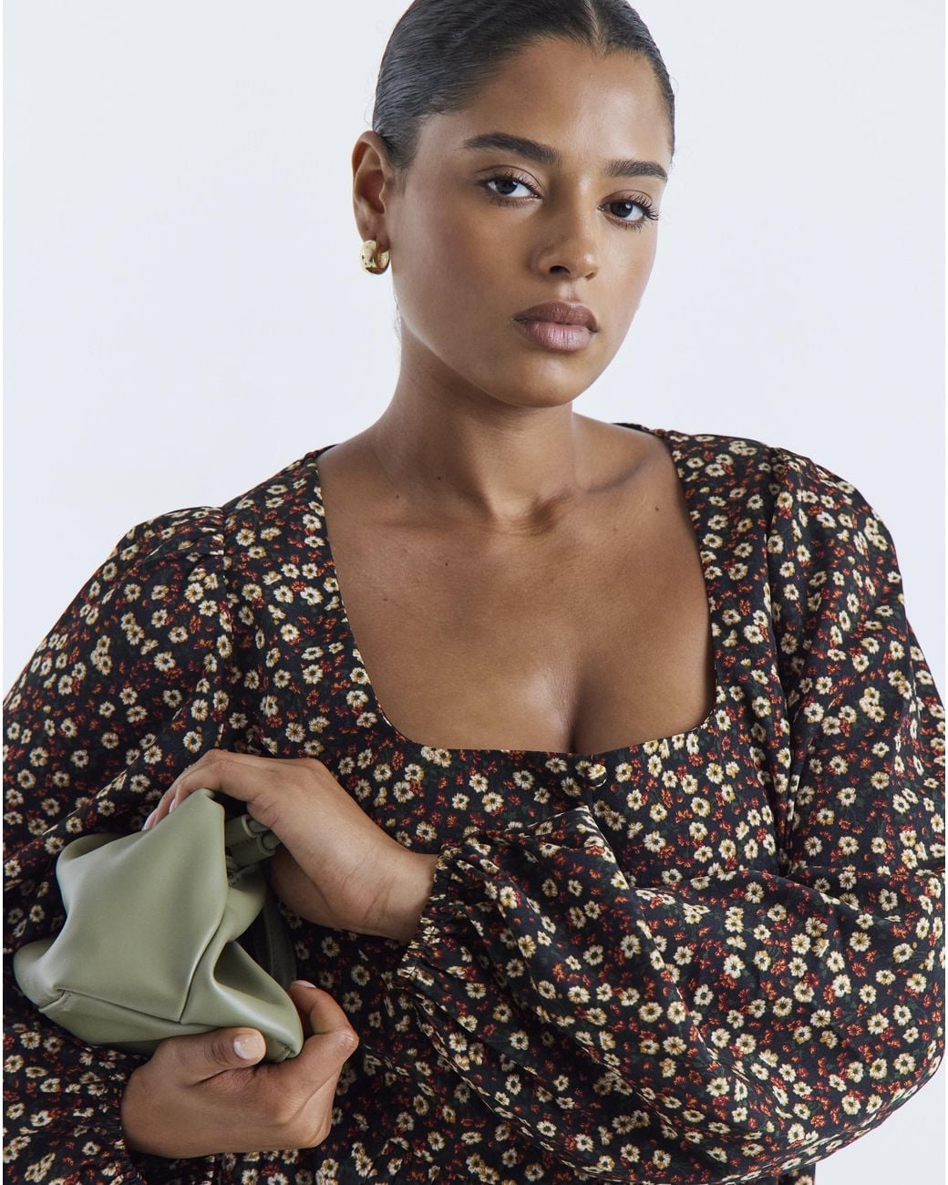 Simply Be Brown Floral Historic Detail Skater Dress
