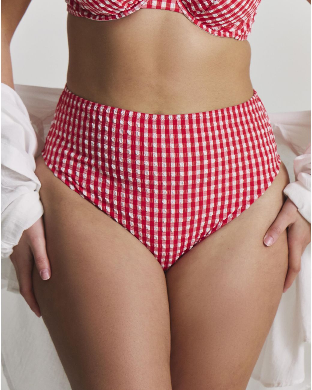 MAGISCULPT Red Gingham High Waist Bikini Brief