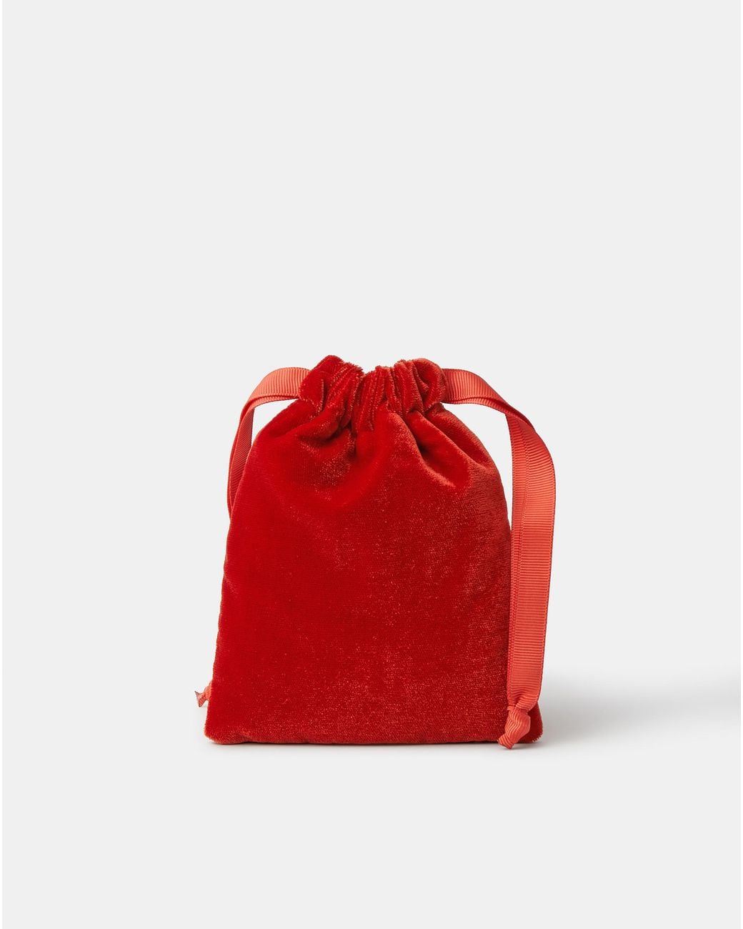Accessorize Red Cherry Velvet Drawstring Bag