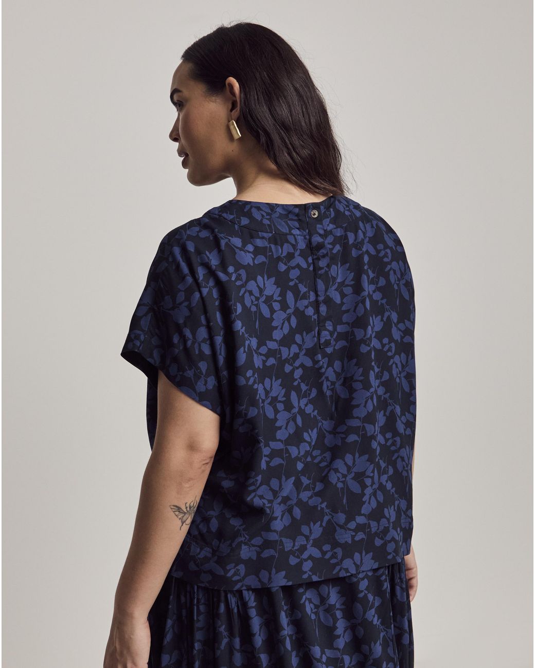 Julipa Blue Gathered Neck Blouse