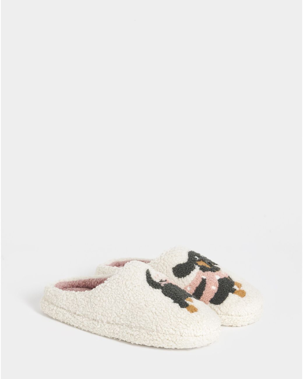 Simply Be White Dog Borg Slipper Wide