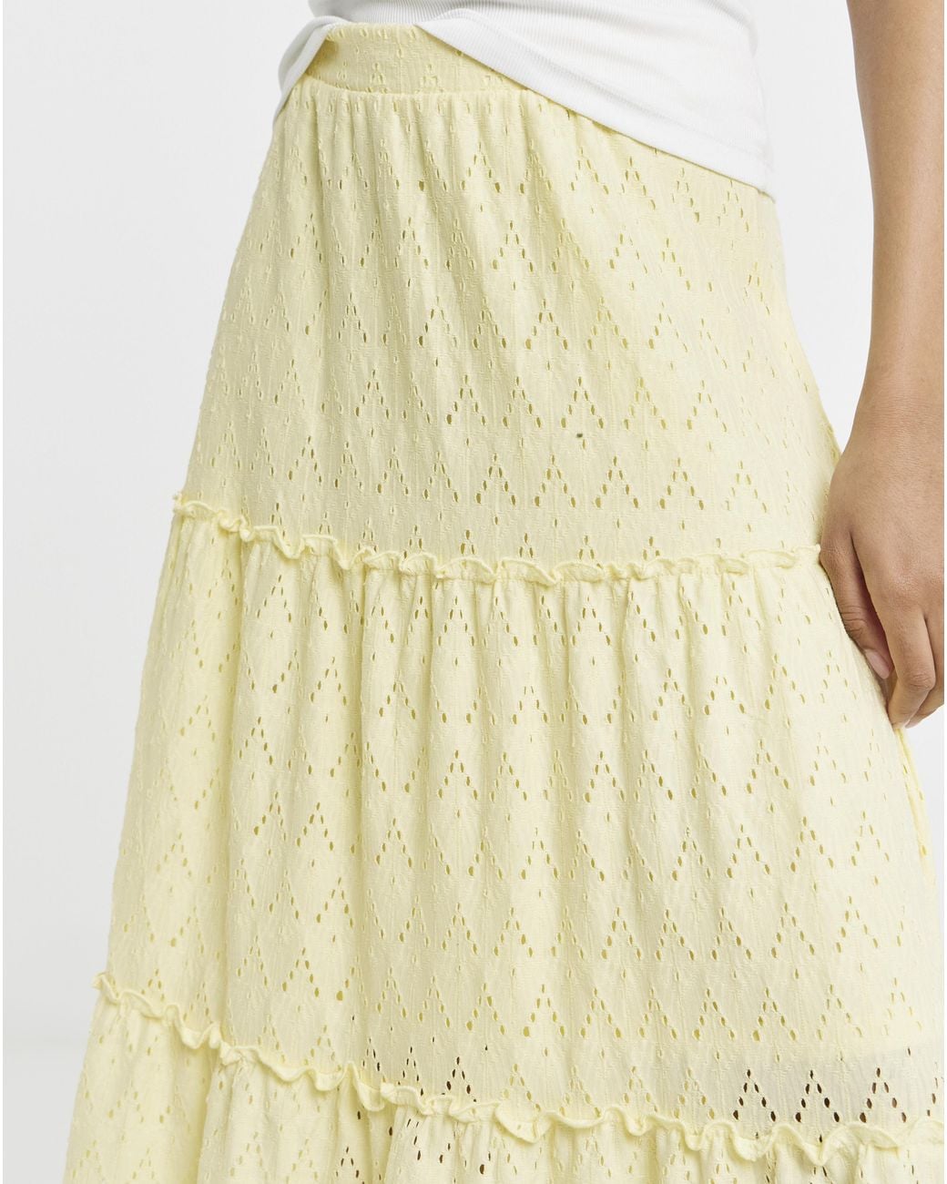 Vila Yellow High Waist Midi Skirt
