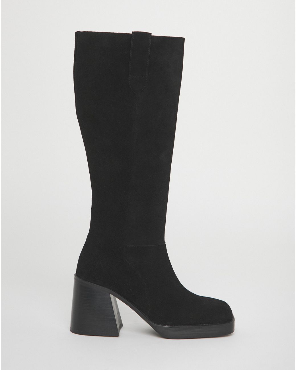 Simply Be Black Block Heel Knee High Boot Ex Wide Cp
