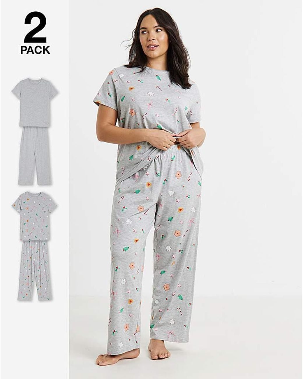 Pretty Secrets White Value Candy Cane 2 Pack Pyjamas