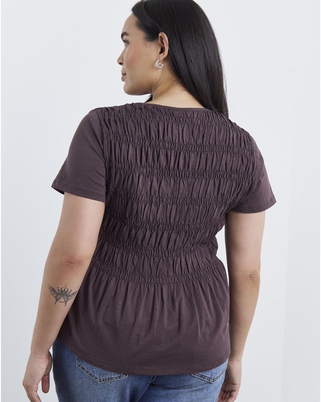 Simply Be Blue Shirred Peplum Top