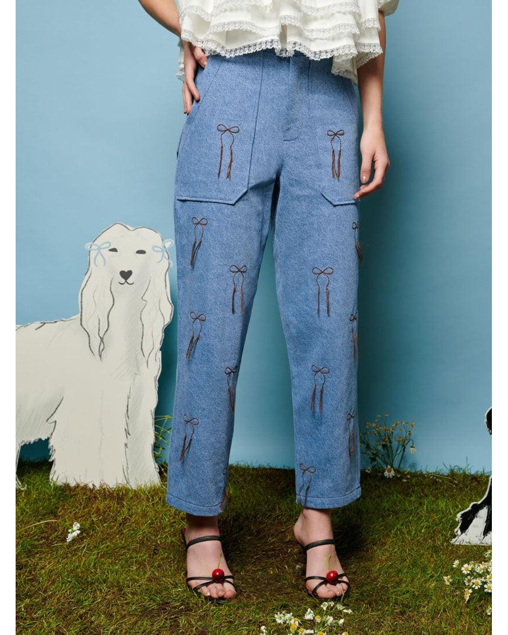 Sister Jane Blue Honeycomb Denim Trousers