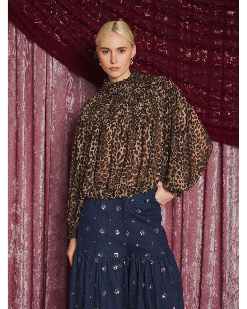 Sister Jane Red Dream Paradox Leopard Ruched Top