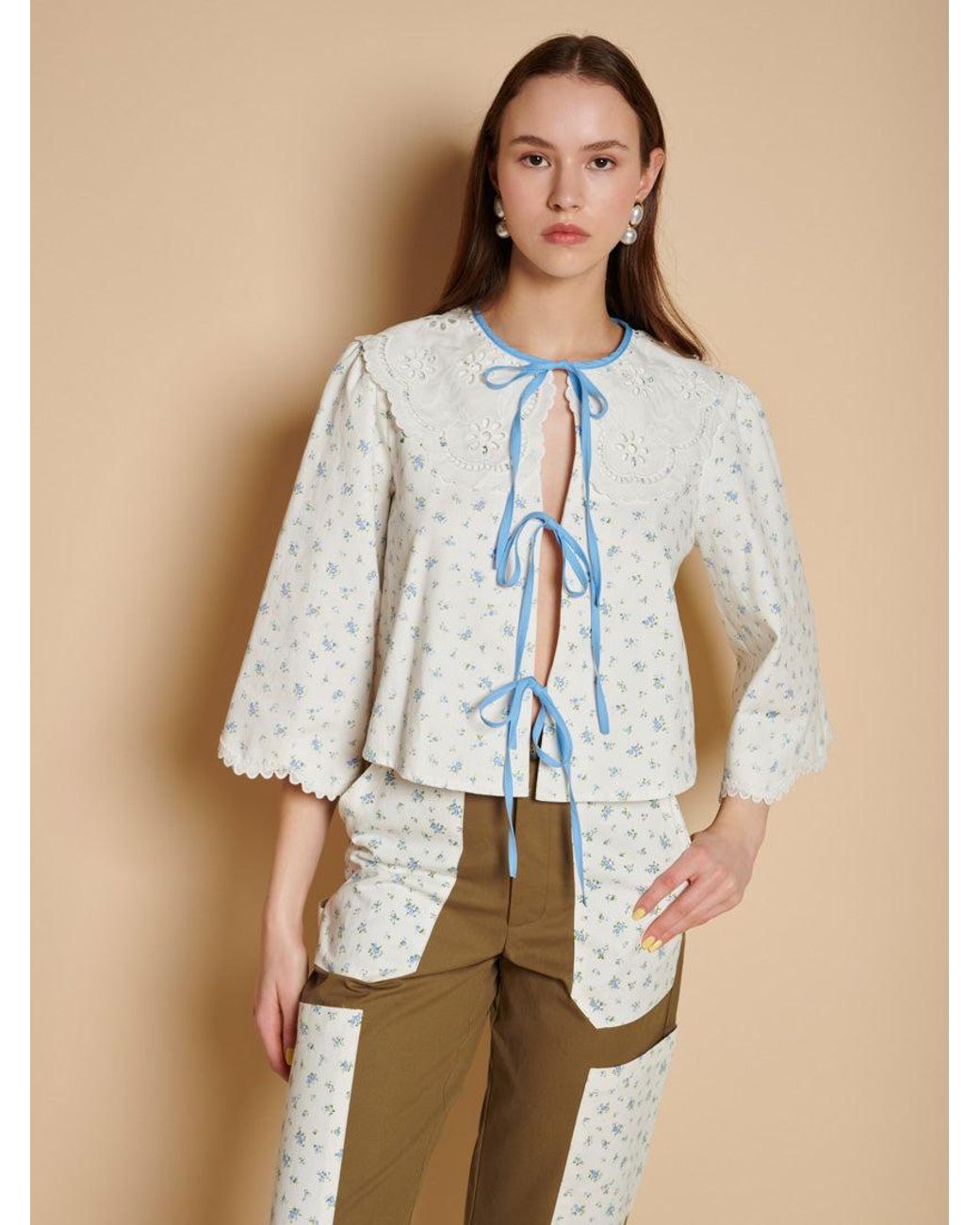 Sister Jane Blue Dalarna Ditsy Bow Top