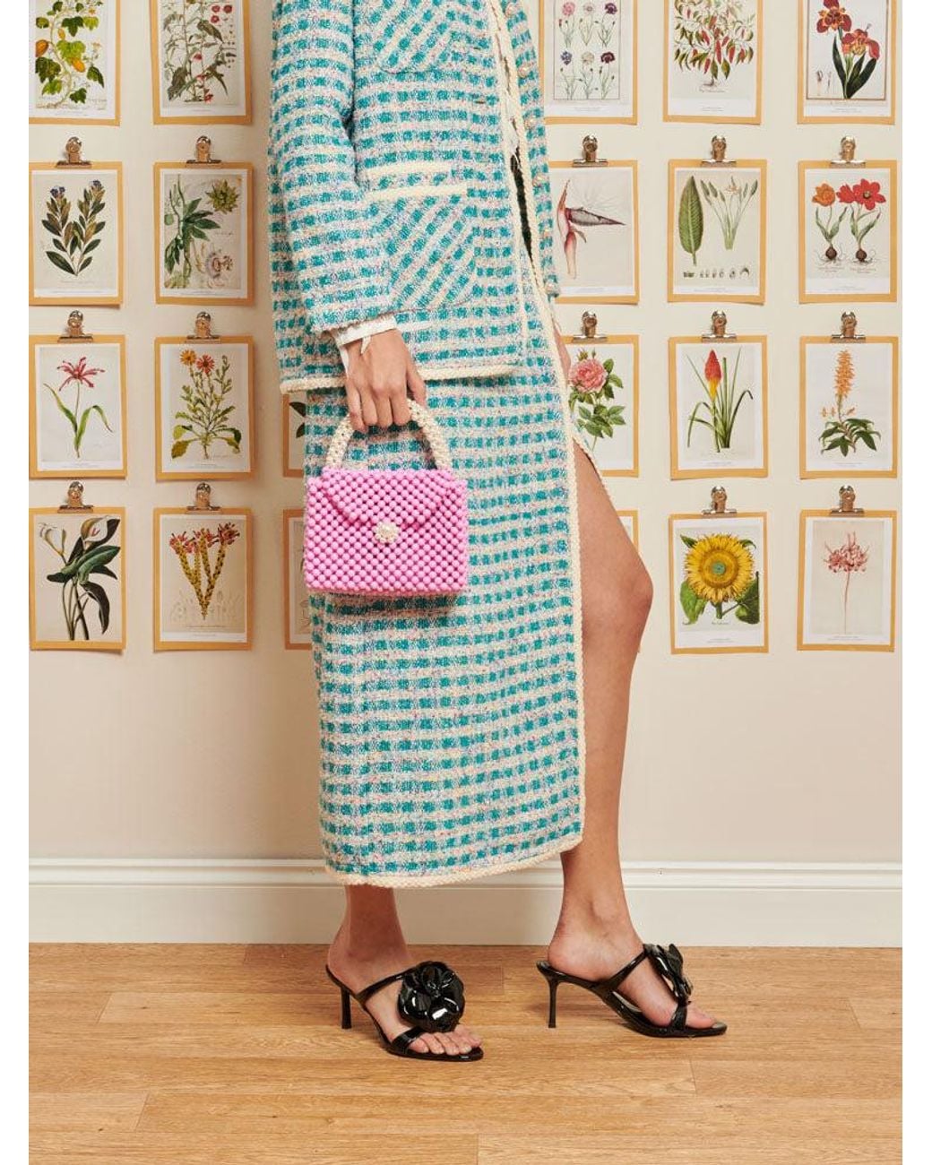 Sister Jane Blue Dream Novelty Tweed Midi Skirt