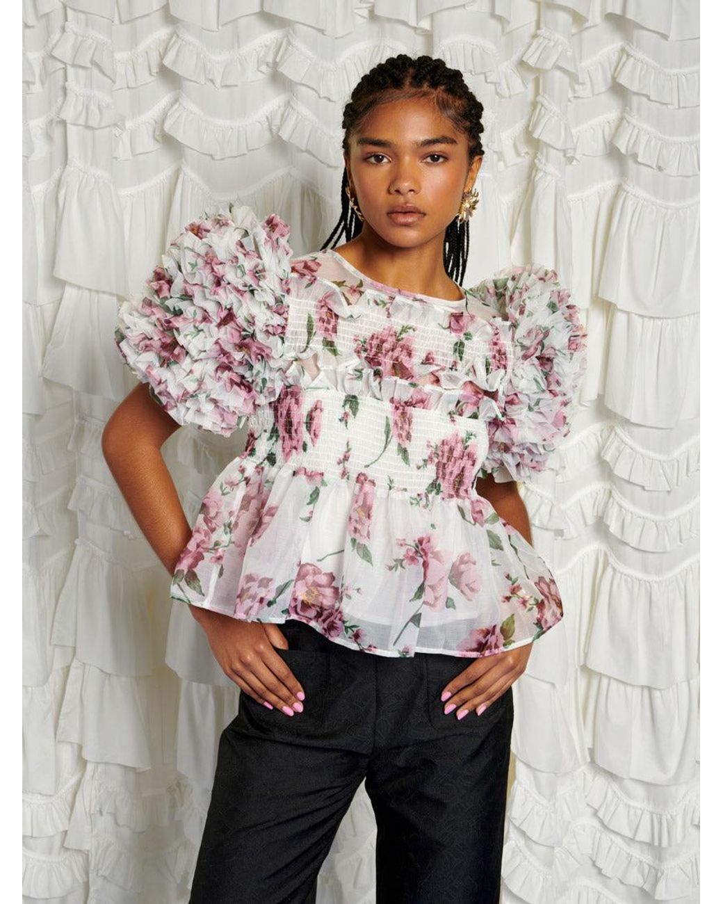 Sister Jane Gray Dream Alma Floral Ruffles Top