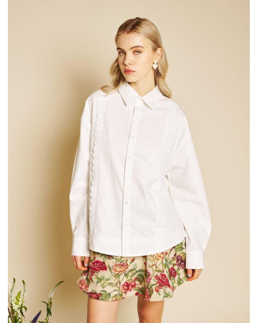 Sister Jane Natural Verdure Trimmed Shirt