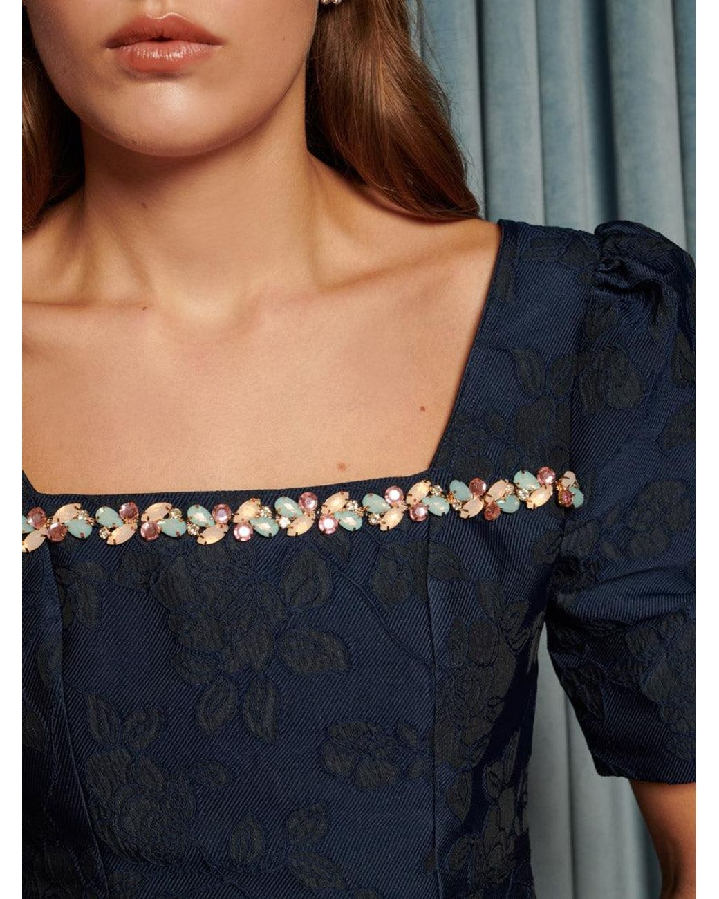 Sister Jane Gray Frame Jacquard Mini Dress