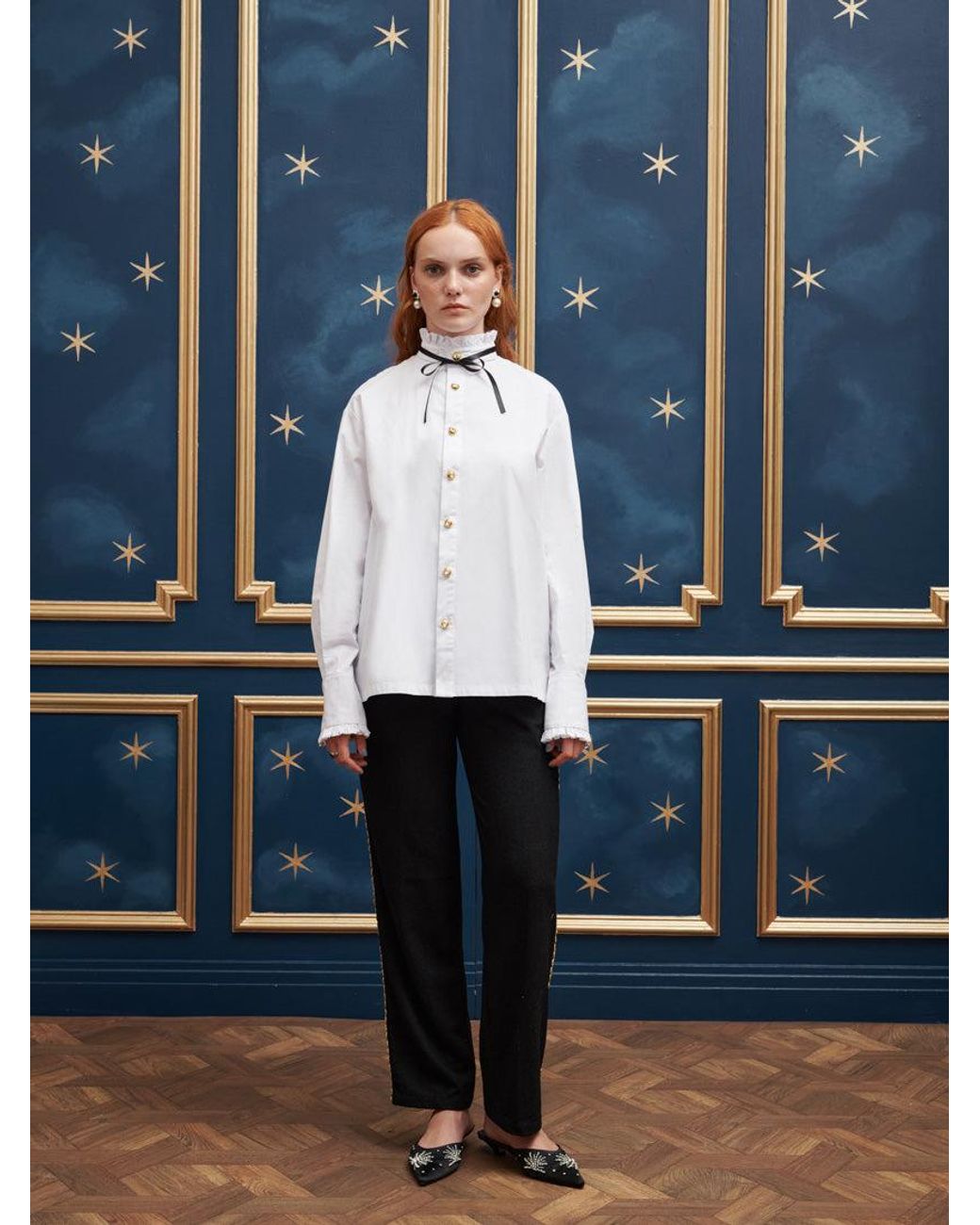 Sister Jane Blue Dylan Sequin Trim Trousers