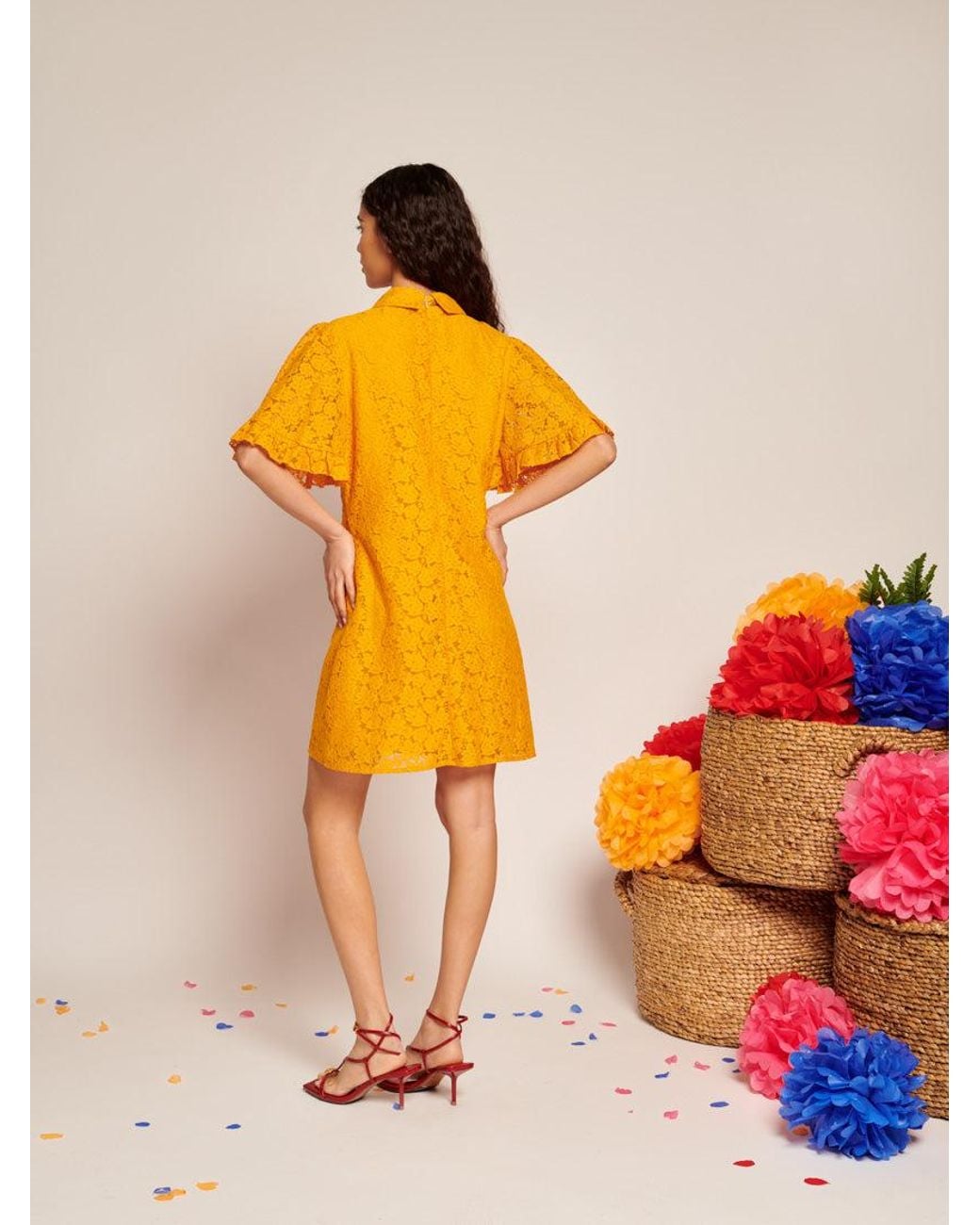 Sister Jane Orange Fuego Lace Mini Dress